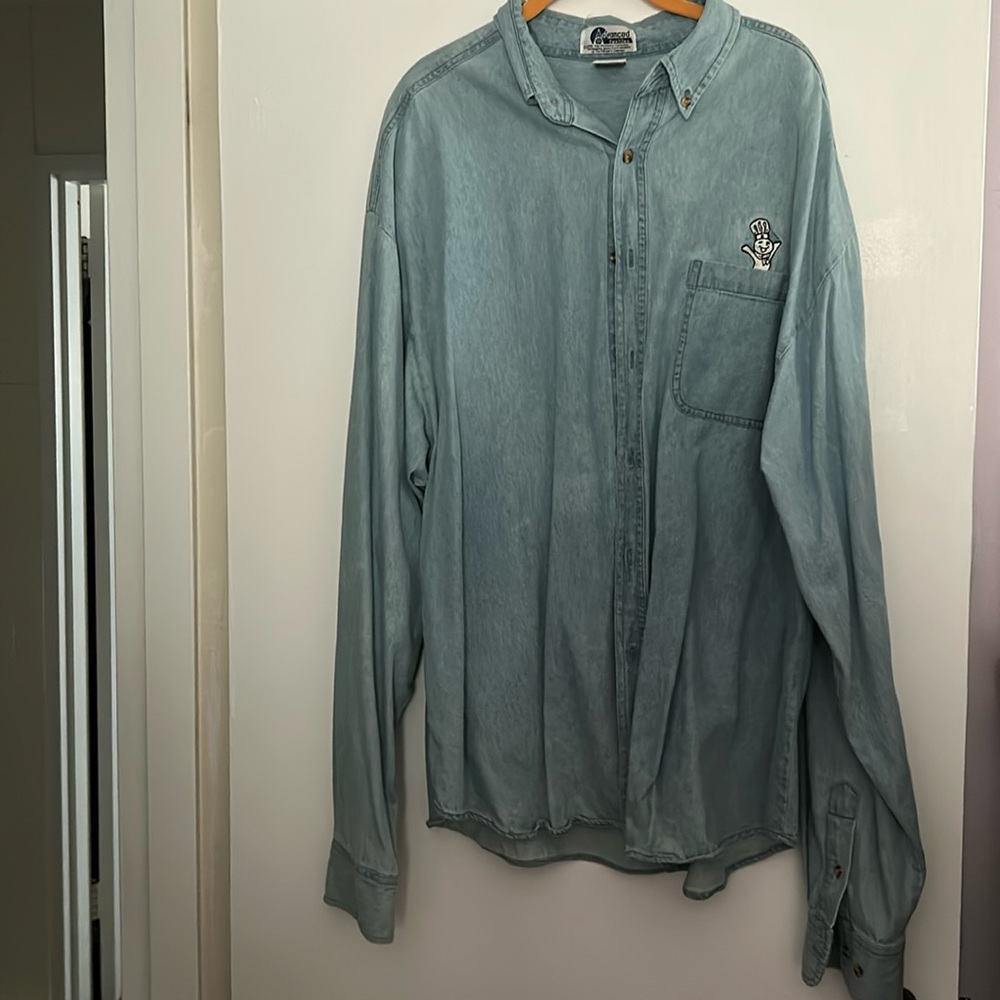 Pillsbury Doughboy Denim Button Down L/S Shirt XL Promotional Item 100% Cotton